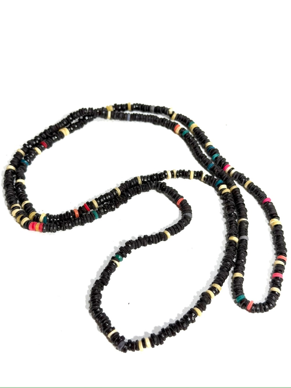 Rasta Coconut Shell Heishi Bead Necklace Eco Friendly Surfer Boho Unsex Jamaican